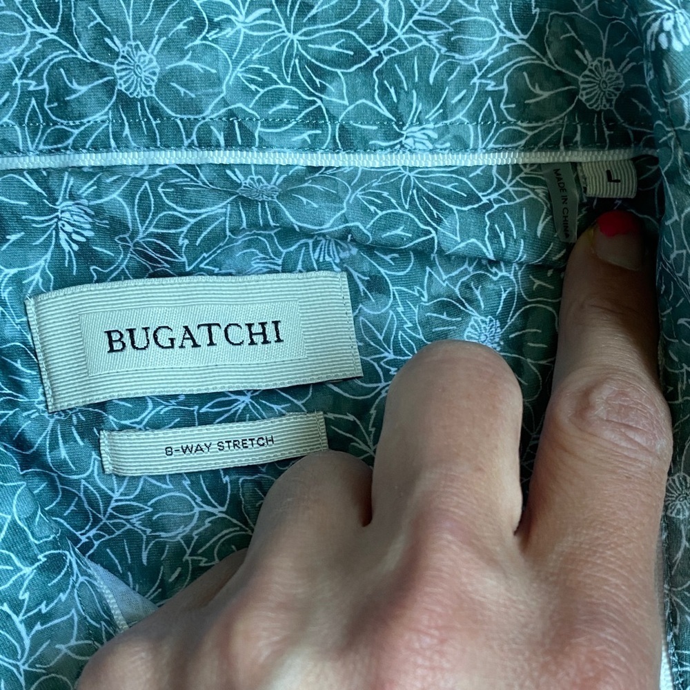 Bugatchi Men's Light Blue Patterned Shirt - Picture 2 of 10